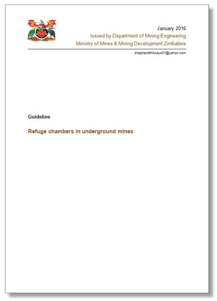 Zimbabwe Mine Safety Legislation - Refuge chamber in underground mines legislation